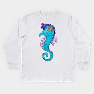 Watercolor Seahorse Kids Long Sleeve T-Shirt